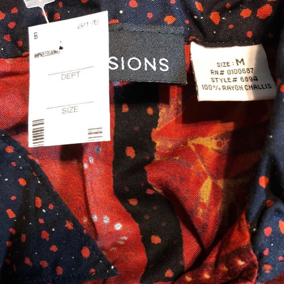 Impressions abstract button down blouse top 90s M red black shirt vintage retro - Picture 4 of 6